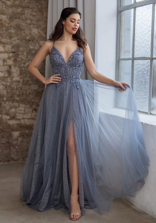 Glitter evening dress with tulle and back lacing in glitter vintage ...