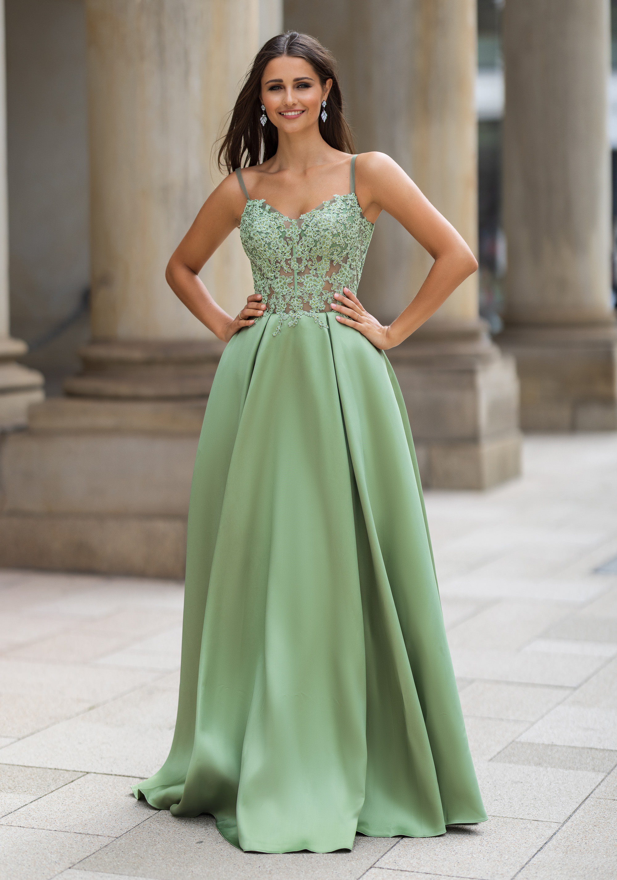 Mikado Evening Dress in Peppermint Green - Christian Koehlert