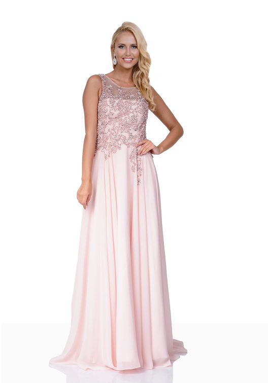 Chiffon Abendkleid Mit Pailletten In Pearl Pink Christian Koehlert